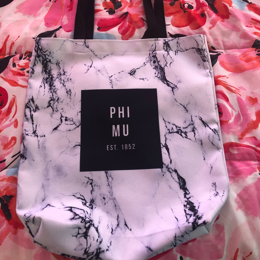 Phi Mu marble tote bag